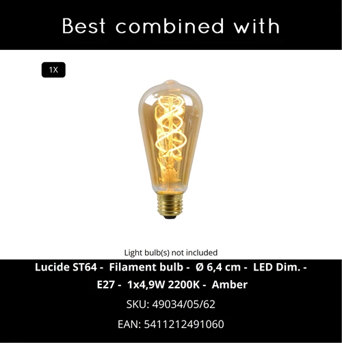 Lucide REDA - Tafellamp - 1xE27 - Zwart - CROSSSELL